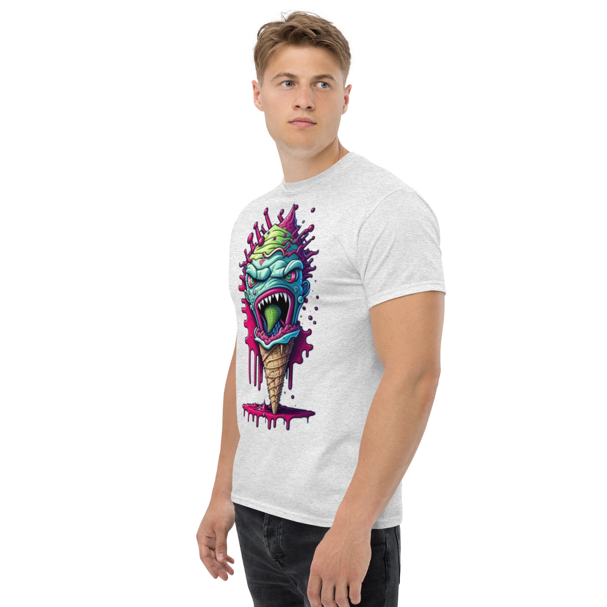 Foto di - T-shirt Stampata Unisex – 100% Cotone – Stile Streetwear e Confortevole – Cono monster Con lingua Verde-DTG-Biiply