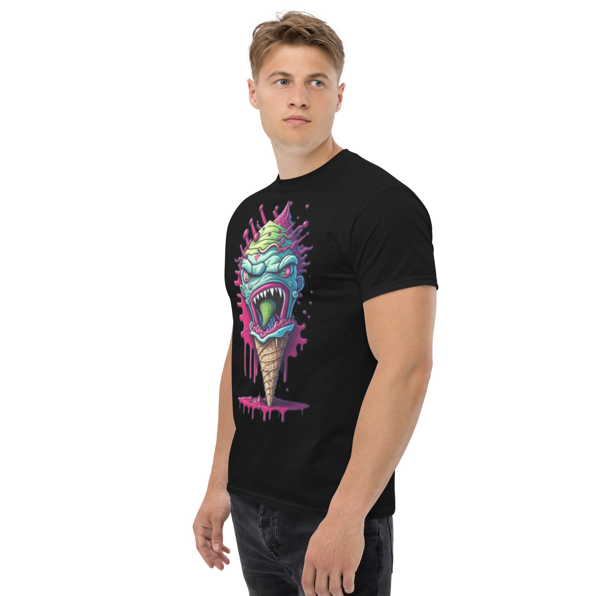 Foto di - T-shirt Stampata Unisex – 100% Cotone – Stile Streetwear e Confortevole – Cono monster Con lingua Verde-DTG-Biiply