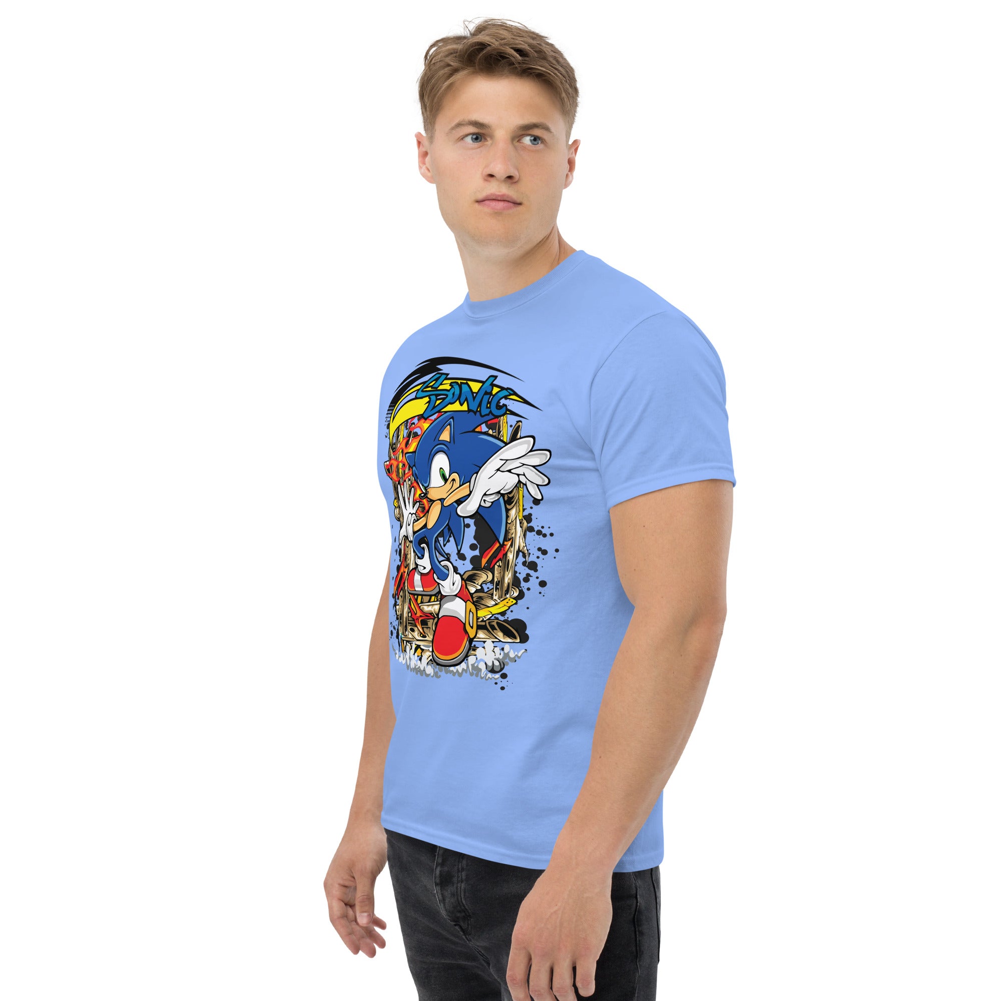 Foto di - T-shirt Stampata Unisex – 100% Cotone – Stile Streetwear e Confortevole – Graffito Sonic-DTG-Biiply