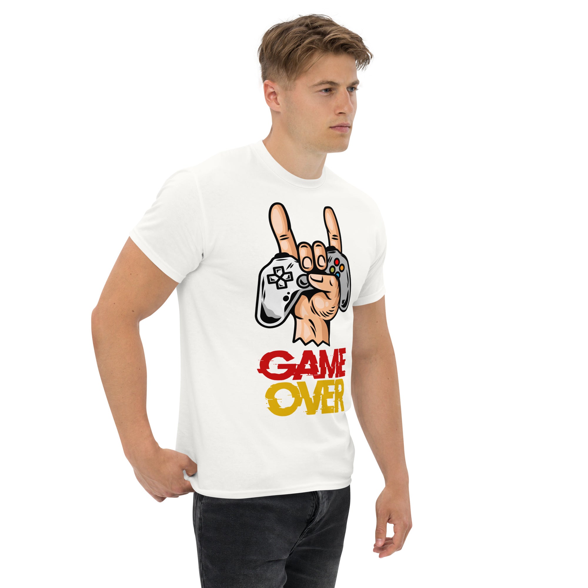 Foto di - T-shirt Stampata Unisex – 100% Cotone – Stile Streetwear e Confortevole – Joystick Game Over-DTG-Biiply