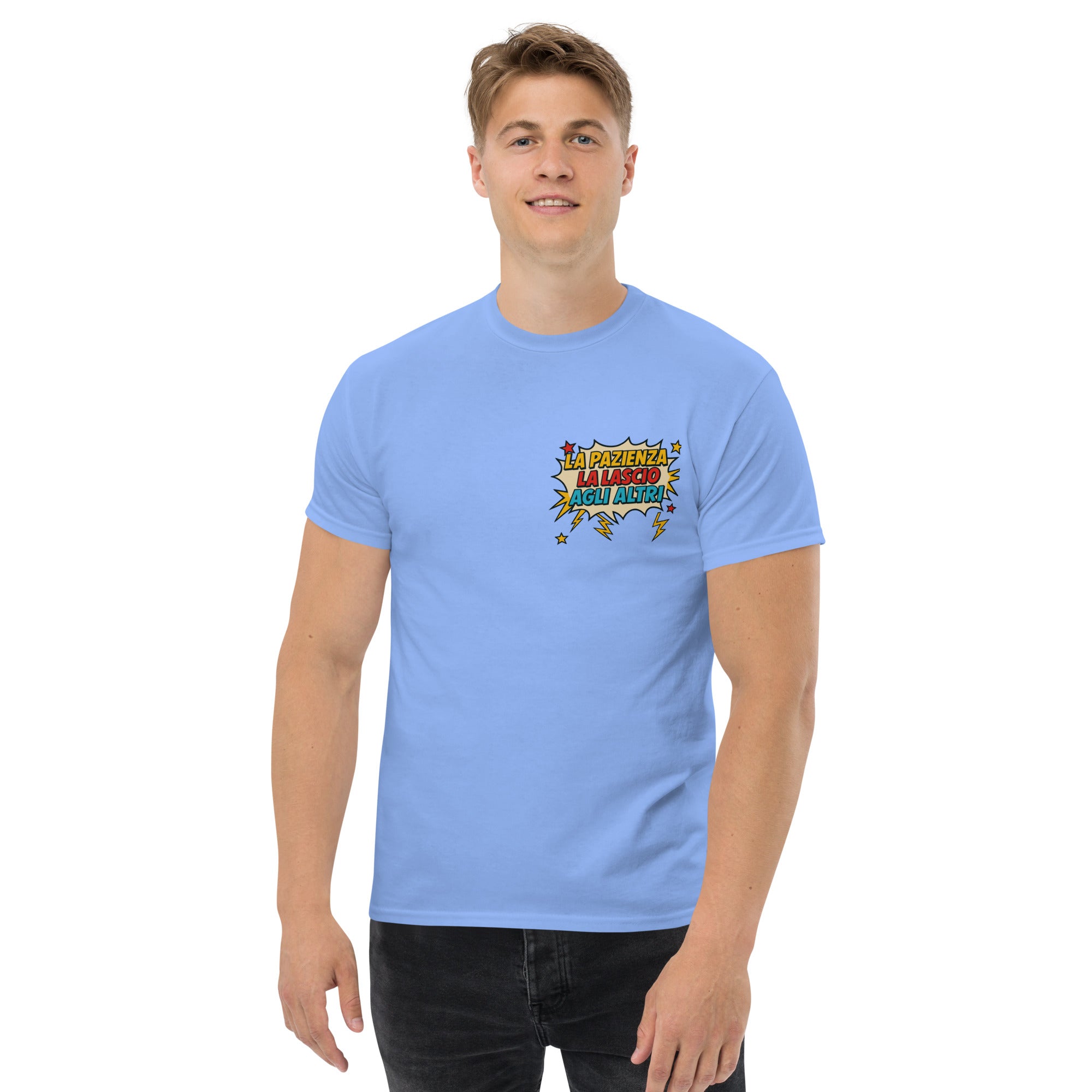 Foto di - T-shirt Stampata Unisex – 100% Cotone – Stile Streetwear e Confortevole – La pazienza la lascio agli altri-DTG-Biiply