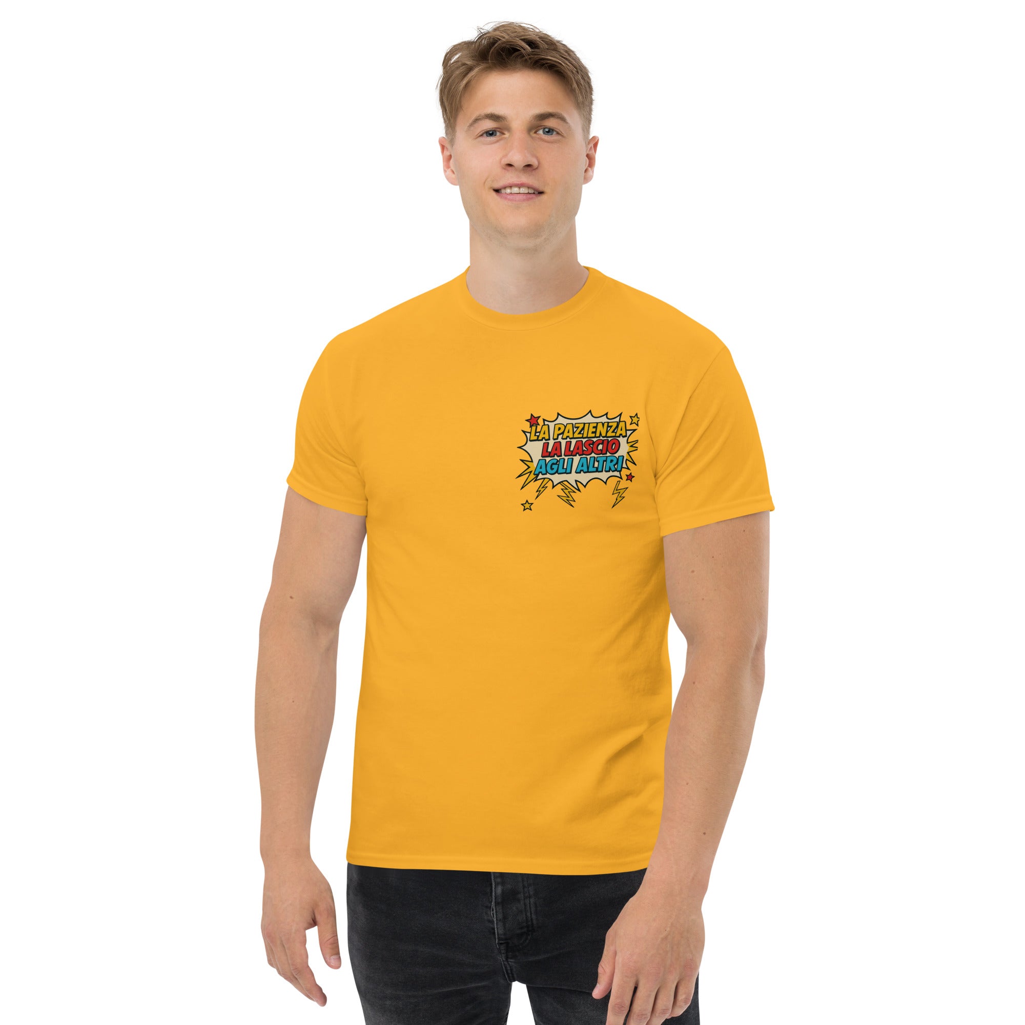 Foto di - T-shirt Stampata Unisex – 100% Cotone – Stile Streetwear e Confortevole – La pazienza la lascio agli altri-DTG-Biiply