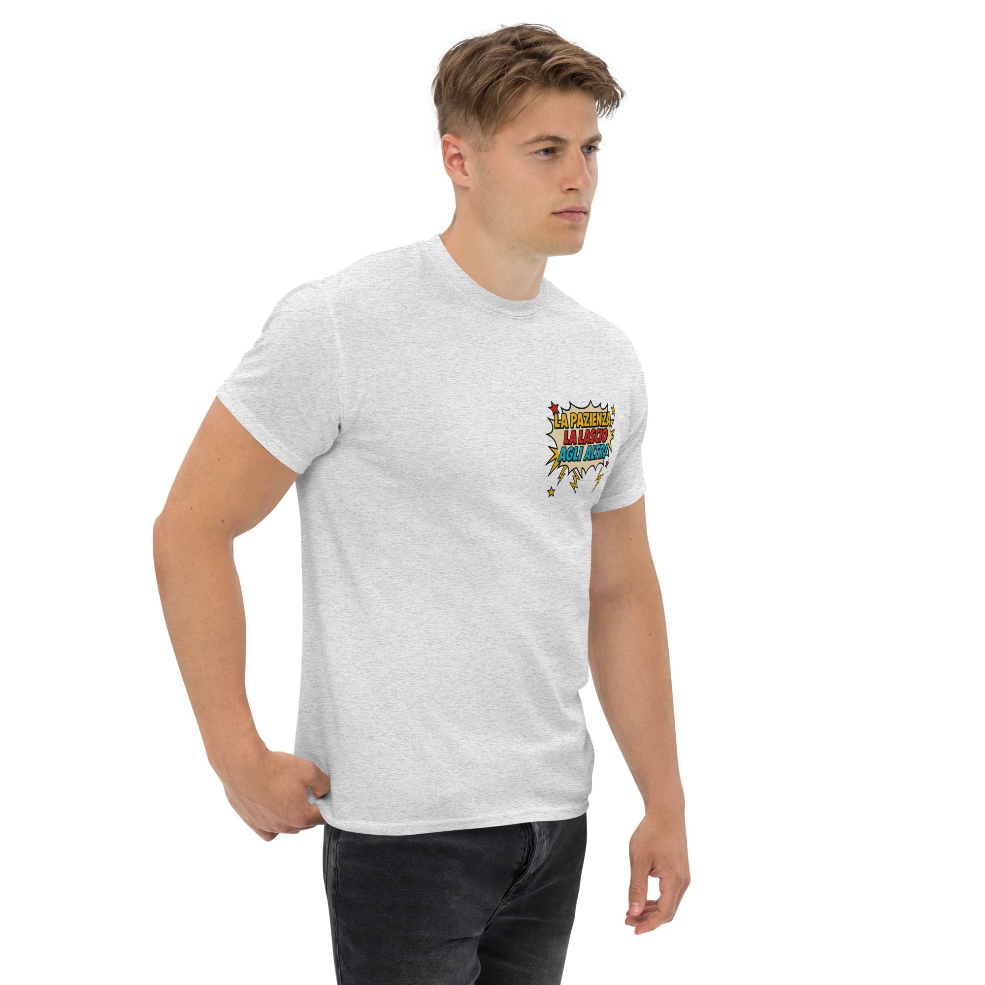 Foto di - T-shirt Stampata Unisex – 100% Cotone – Stile Streetwear e Confortevole – La pazienza la lascio agli altri-DTG-Biiply
