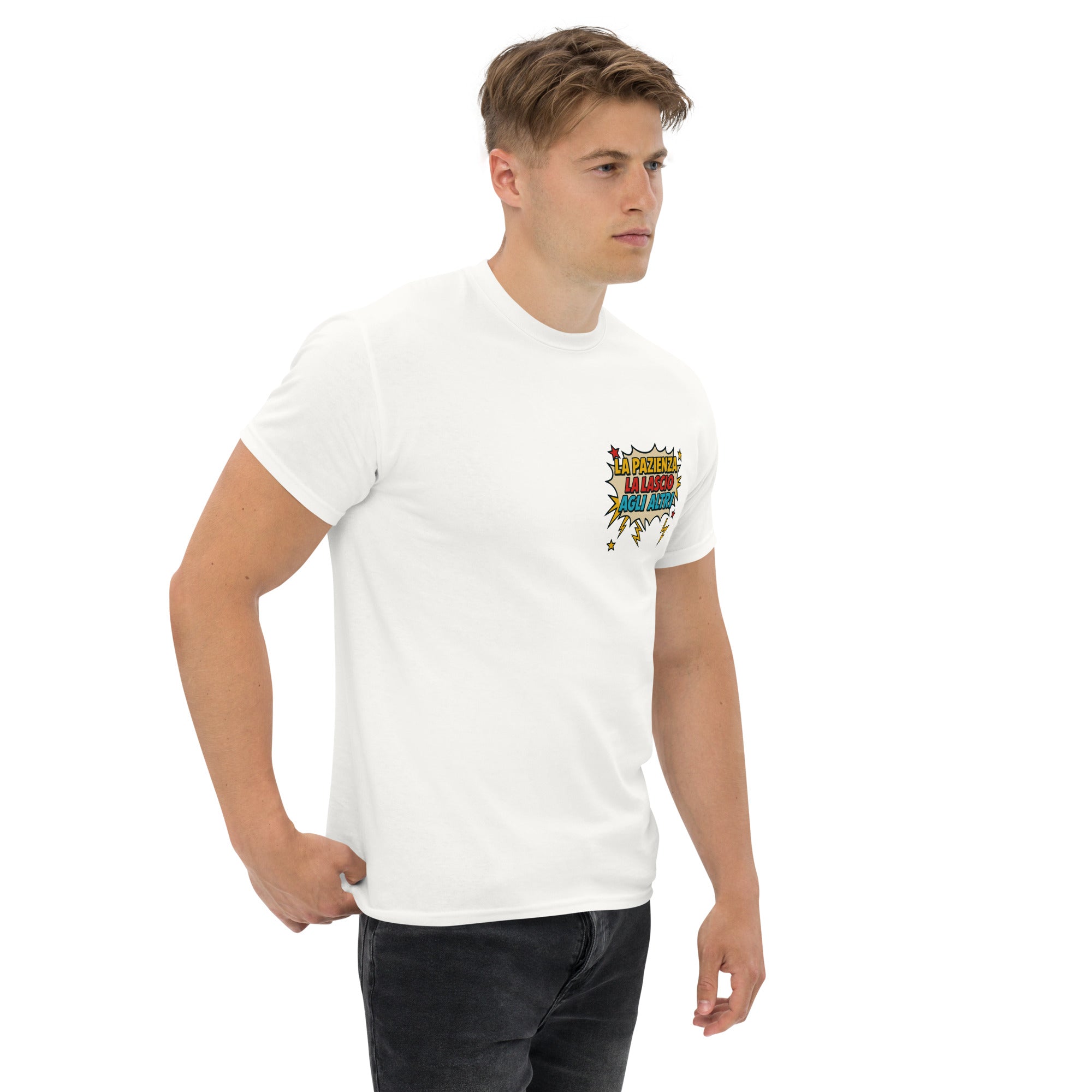 Foto di - T-shirt Stampata Unisex – 100% Cotone – Stile Streetwear e Confortevole – La pazienza la lascio agli altri-DTG-Biiply