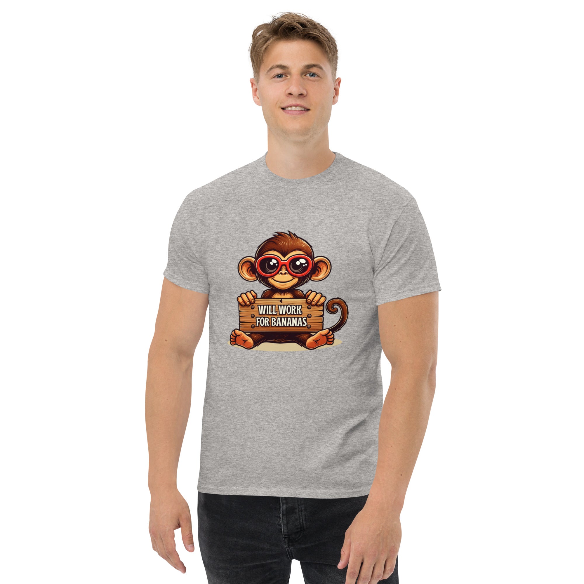 Foto di - T-shirt Stampata Unisex – 100% Cotone – Stile Streetwear e Confortevole – Monkey Work For Banana-DTG-Biiply