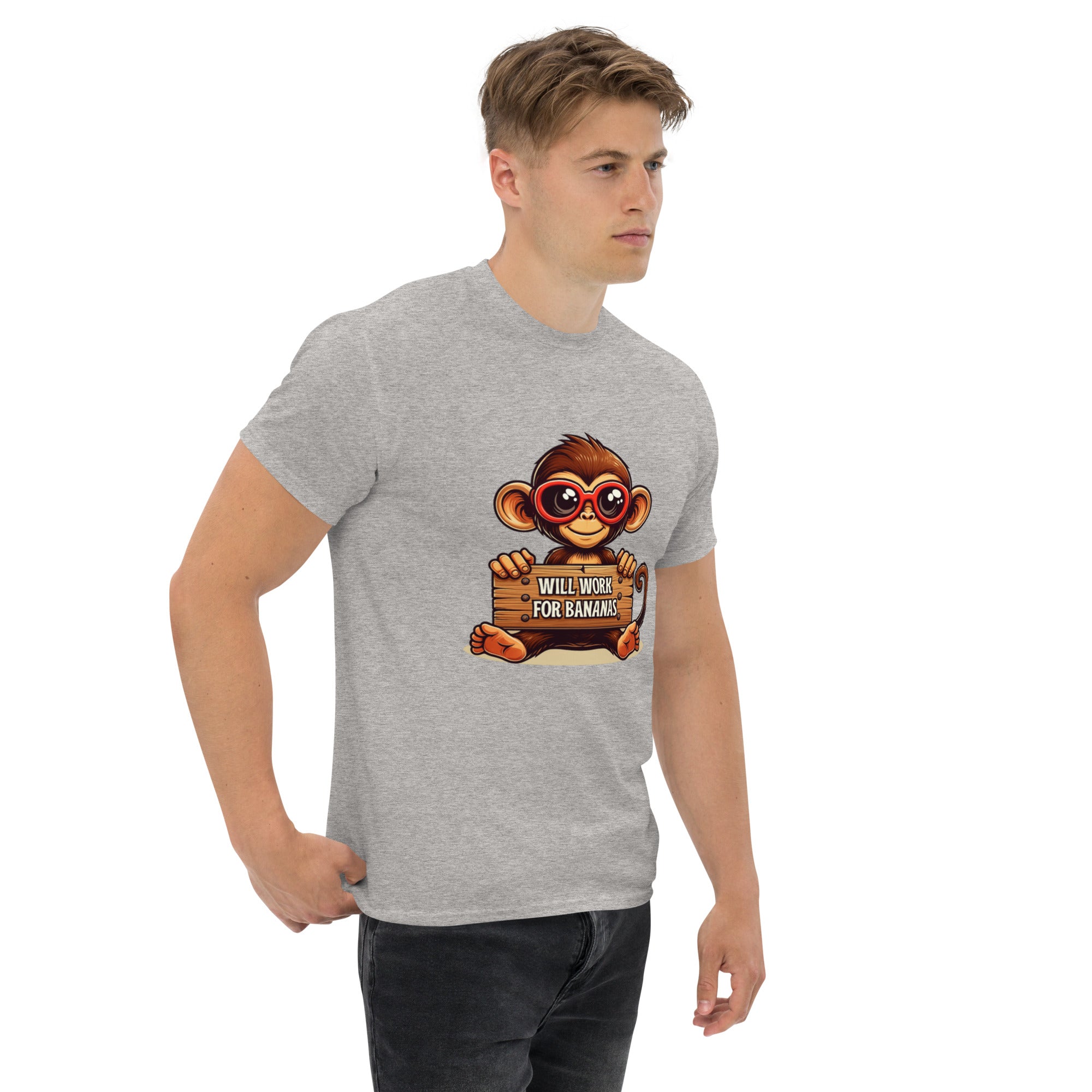 Foto di - T-shirt Stampata Unisex – 100% Cotone – Stile Streetwear e Confortevole – Monkey Work For Banana-DTG-Biiply