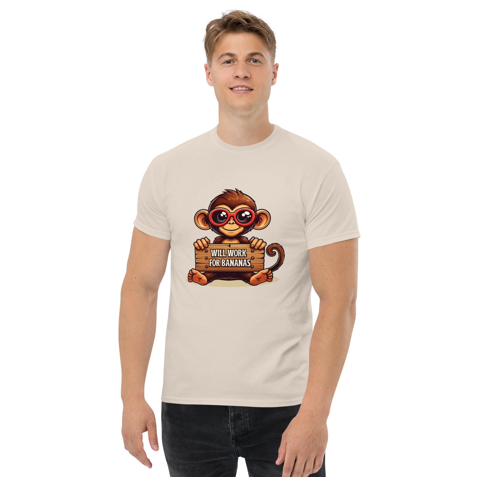 Foto di - T-shirt Stampata Unisex – 100% Cotone – Stile Streetwear e Confortevole – Monkey Work For Banana-DTG-Biiply
