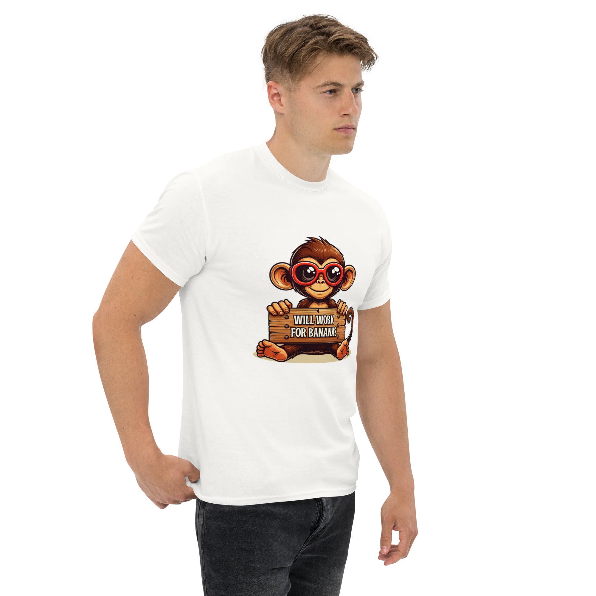Foto di - T-shirt Stampata Unisex – 100% Cotone – Stile Streetwear e Confortevole – Monkey Work For Banana-DTG-Biiply