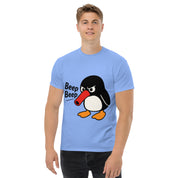 Foto di - T-shirt Stampata Unisex – 100% Cotone – Stile Streetwear e Confortevole – Pinguino Arrabbiato Beep Beep-DTG-Biiply