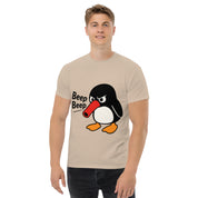 Foto di - T-shirt Stampata Unisex – 100% Cotone – Stile Streetwear e Confortevole – Pinguino Arrabbiato Beep Beep-DTG-Biiply