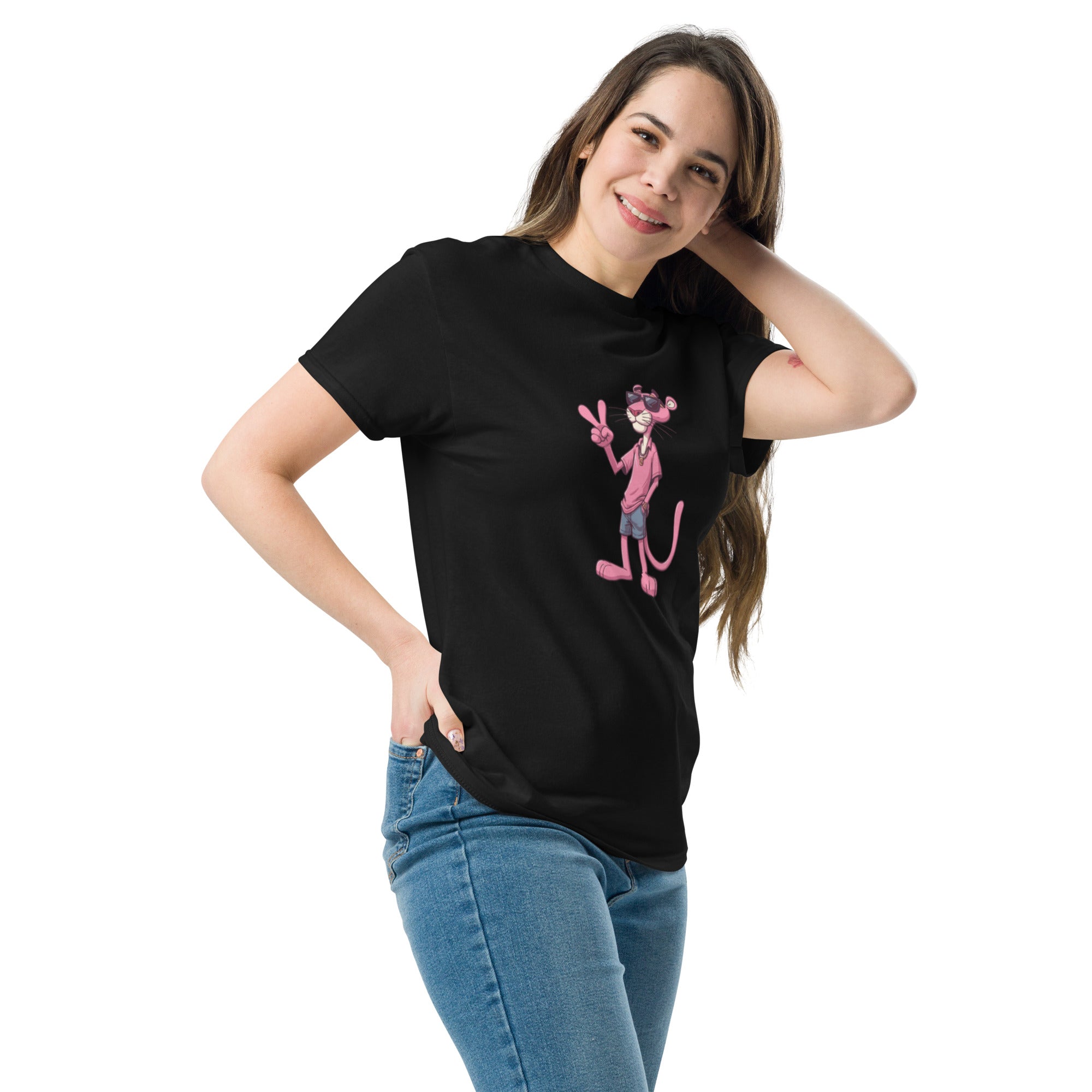 Foto di - T-shirt Stampata Unisex – 100% Cotone – Stile Streetwear e Confortevole – Pink Panter-DTG-Biiply