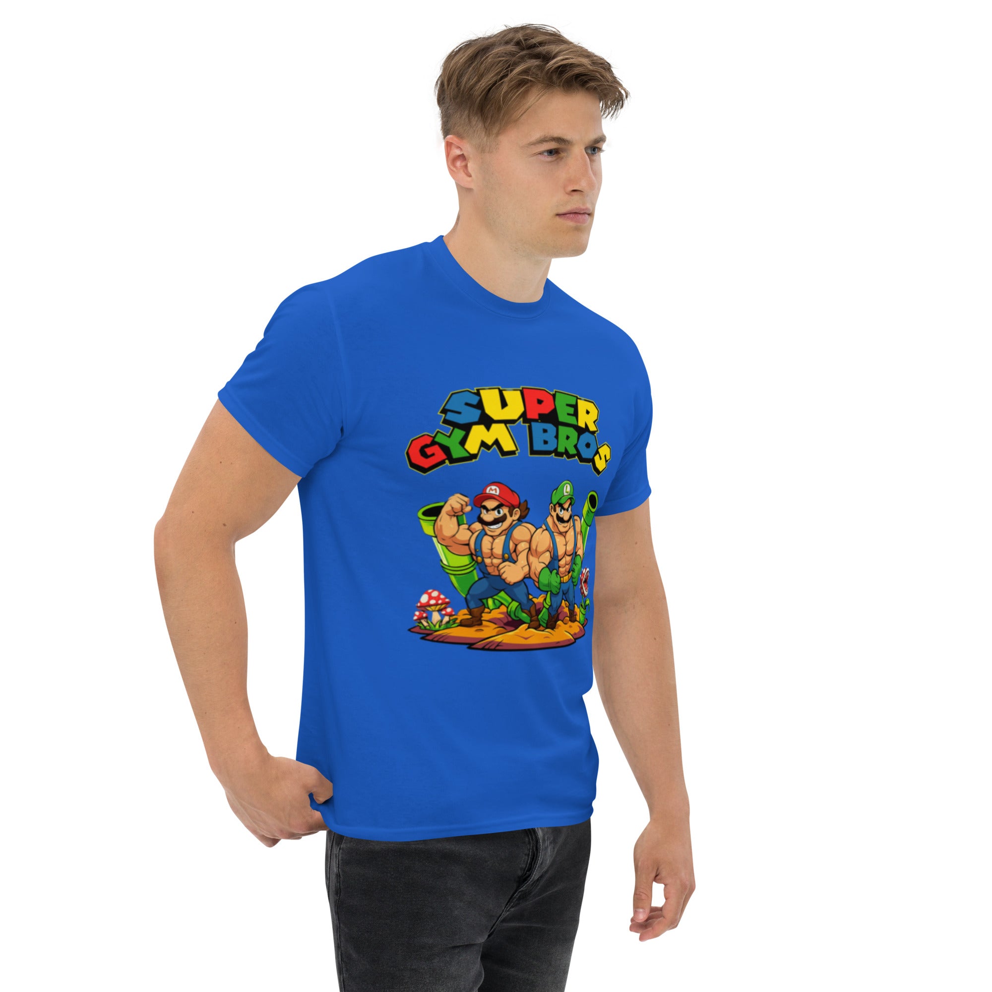 Foto di - T-shirt Stampata Unisex – 100% Cotone – Stile Streetwear e Confortevole – Super Gym Bros-DTG-Biiply