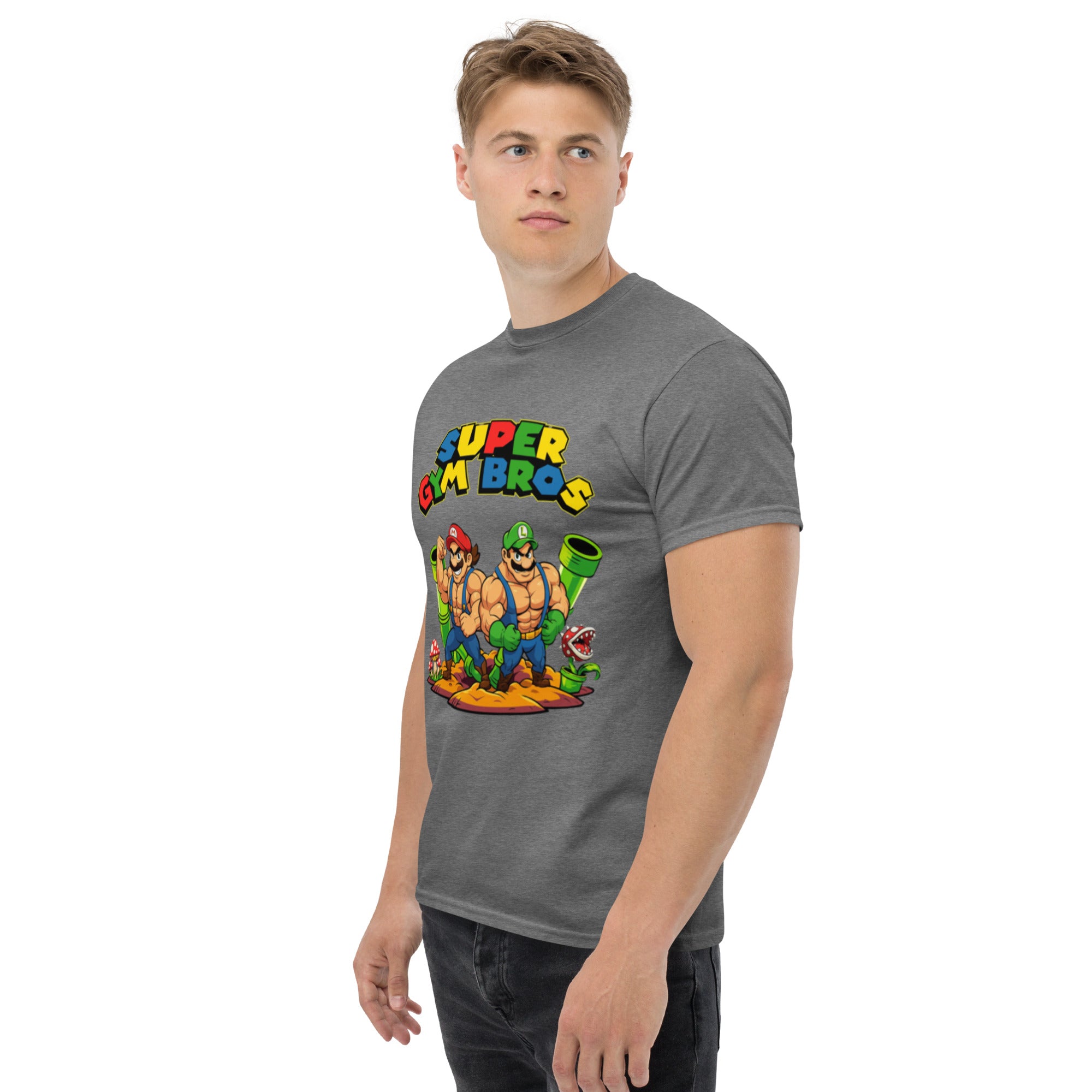 Foto di - T-shirt Stampata Unisex – 100% Cotone – Stile Streetwear e Confortevole – Super Gym Bros-DTG-Biiply