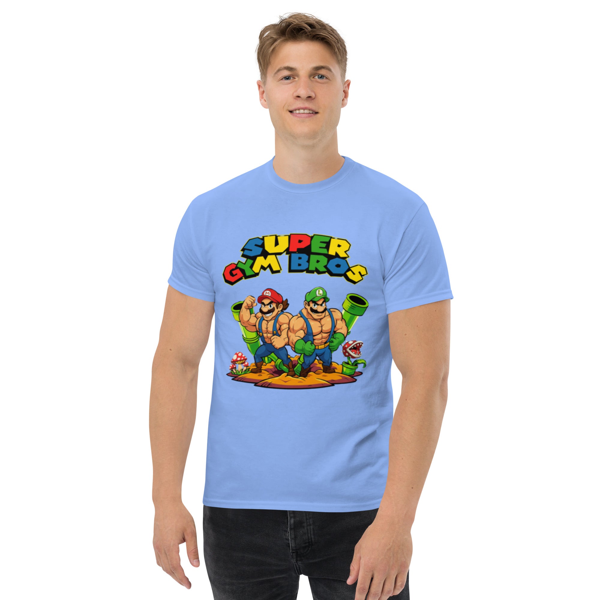 Foto di - T-shirt Stampata Unisex – 100% Cotone – Stile Streetwear e Confortevole – Super Gym Bros-DTG-Biiply