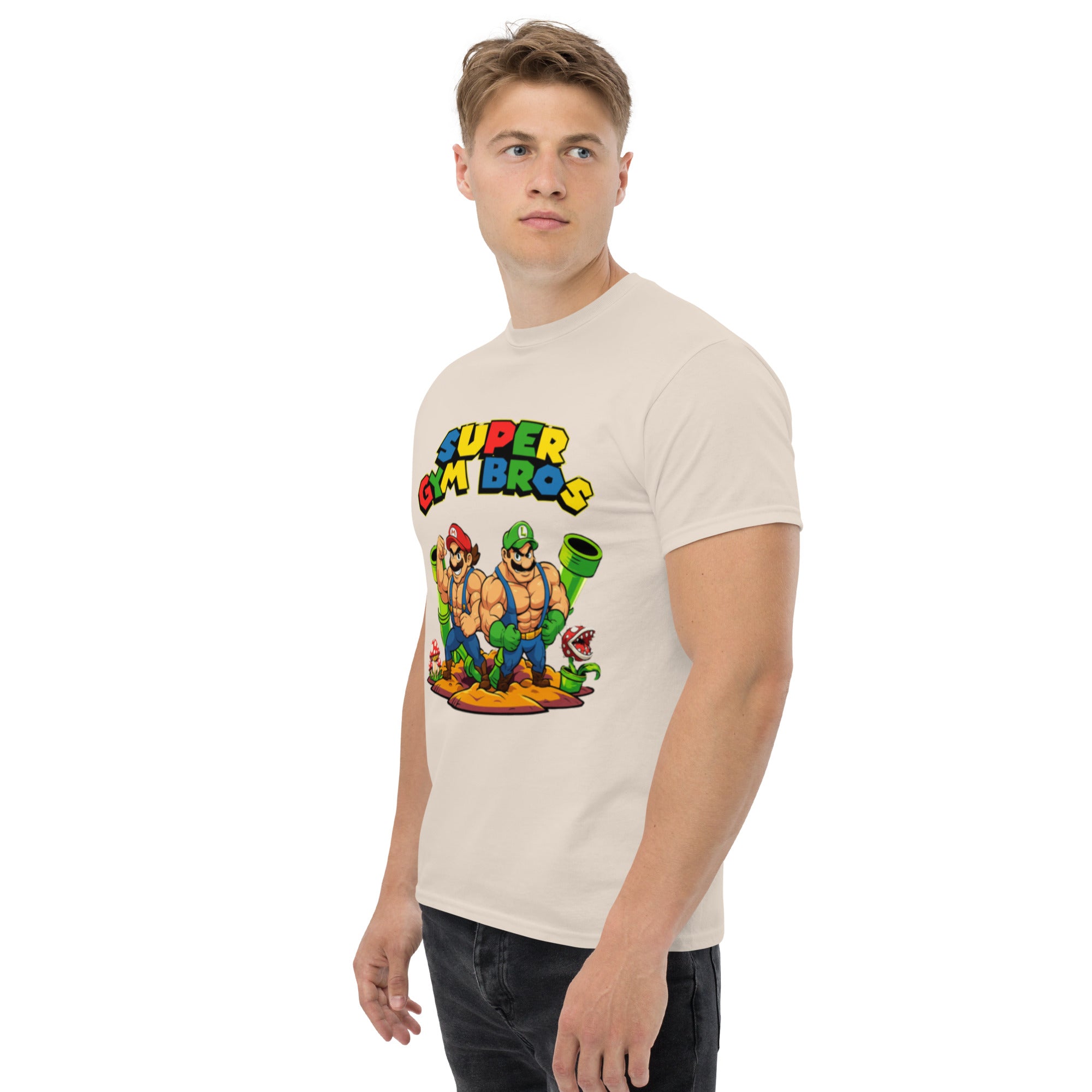 Foto di - T-shirt Stampata Unisex – 100% Cotone – Stile Streetwear e Confortevole – Super Gym Bros-DTG-Biiply