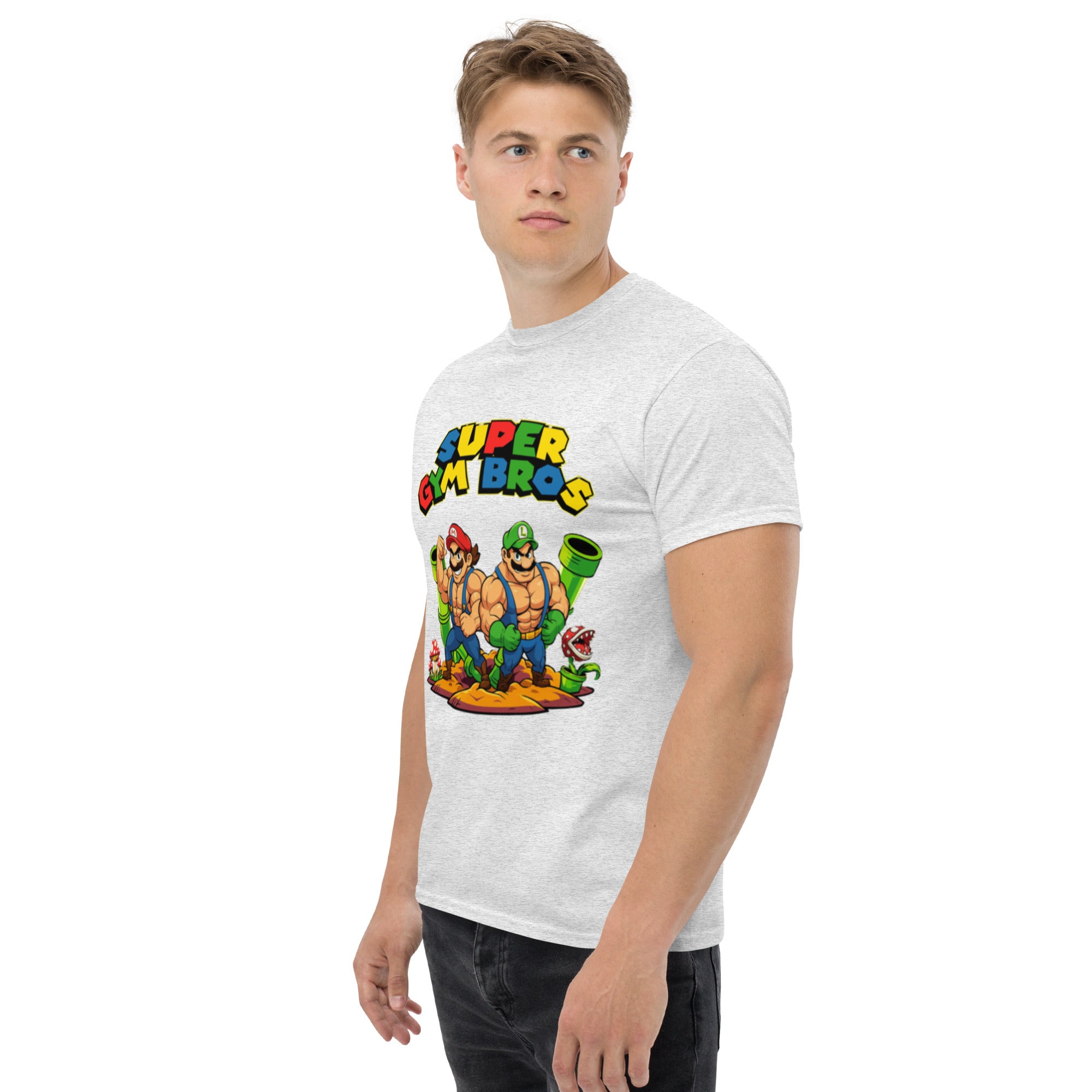 Foto di - T-shirt Stampata Unisex – 100% Cotone – Stile Streetwear e Confortevole – Super Gym Bros-DTG-Biiply