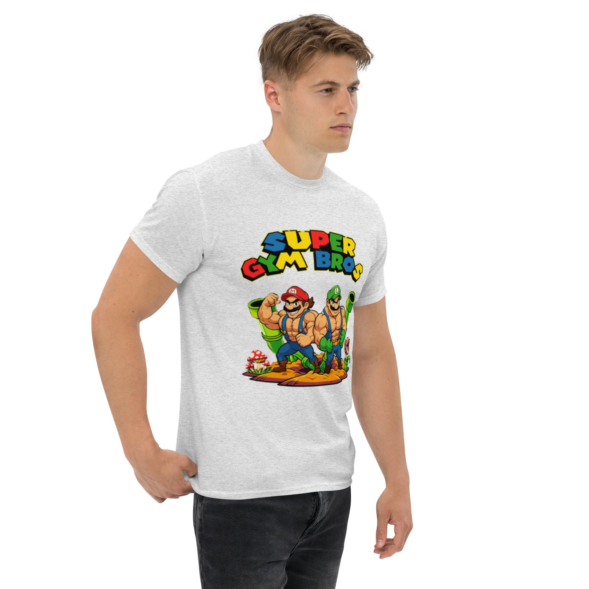 Foto di - T-shirt Stampata Unisex – 100% Cotone – Stile Streetwear e Confortevole – Super Gym Bros-DTG-Biiply