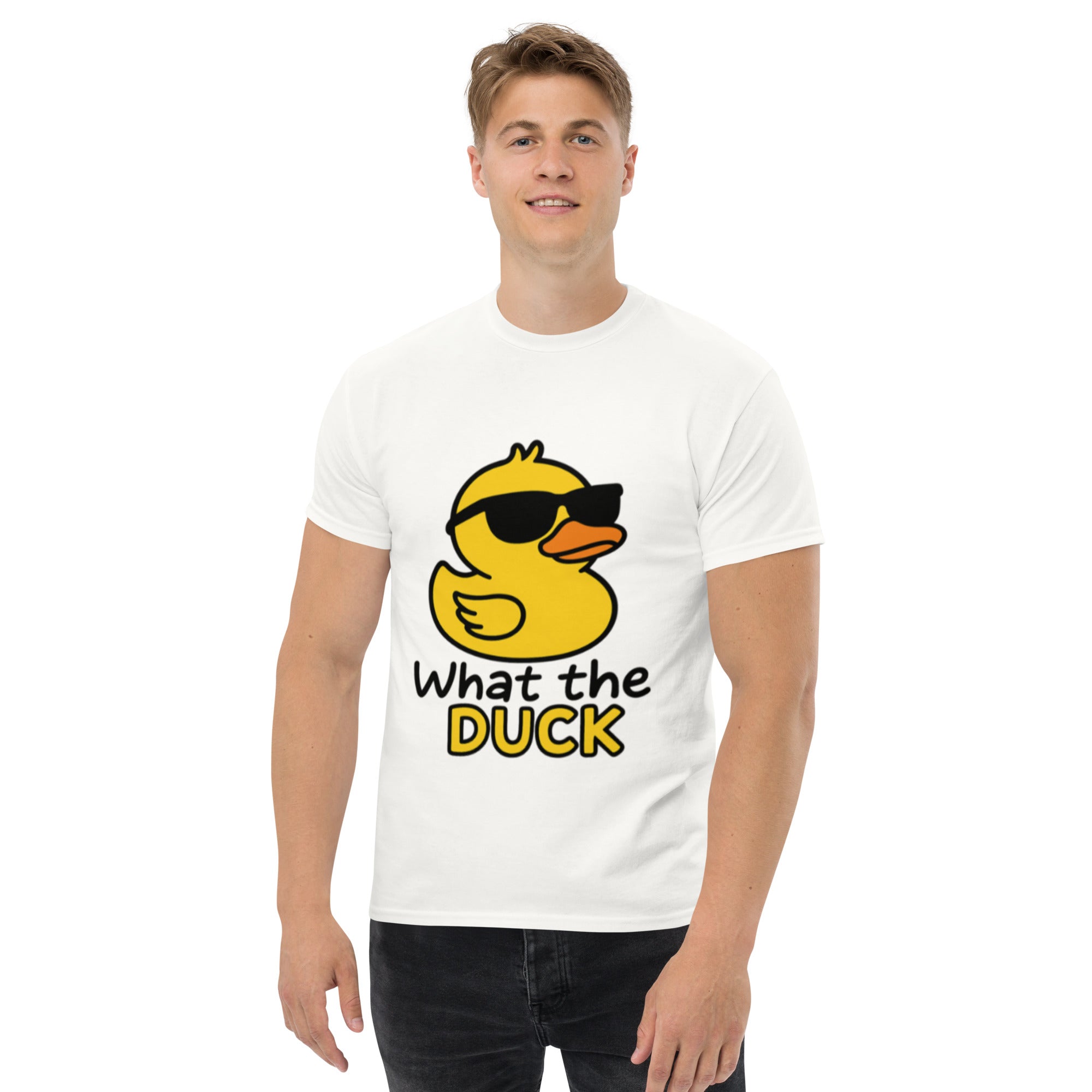 Foto di - T-shirt Stampata Unisex – 100% Cotone – Stile Streetwear e Confortevole – What The Duck-DTG-Biiply