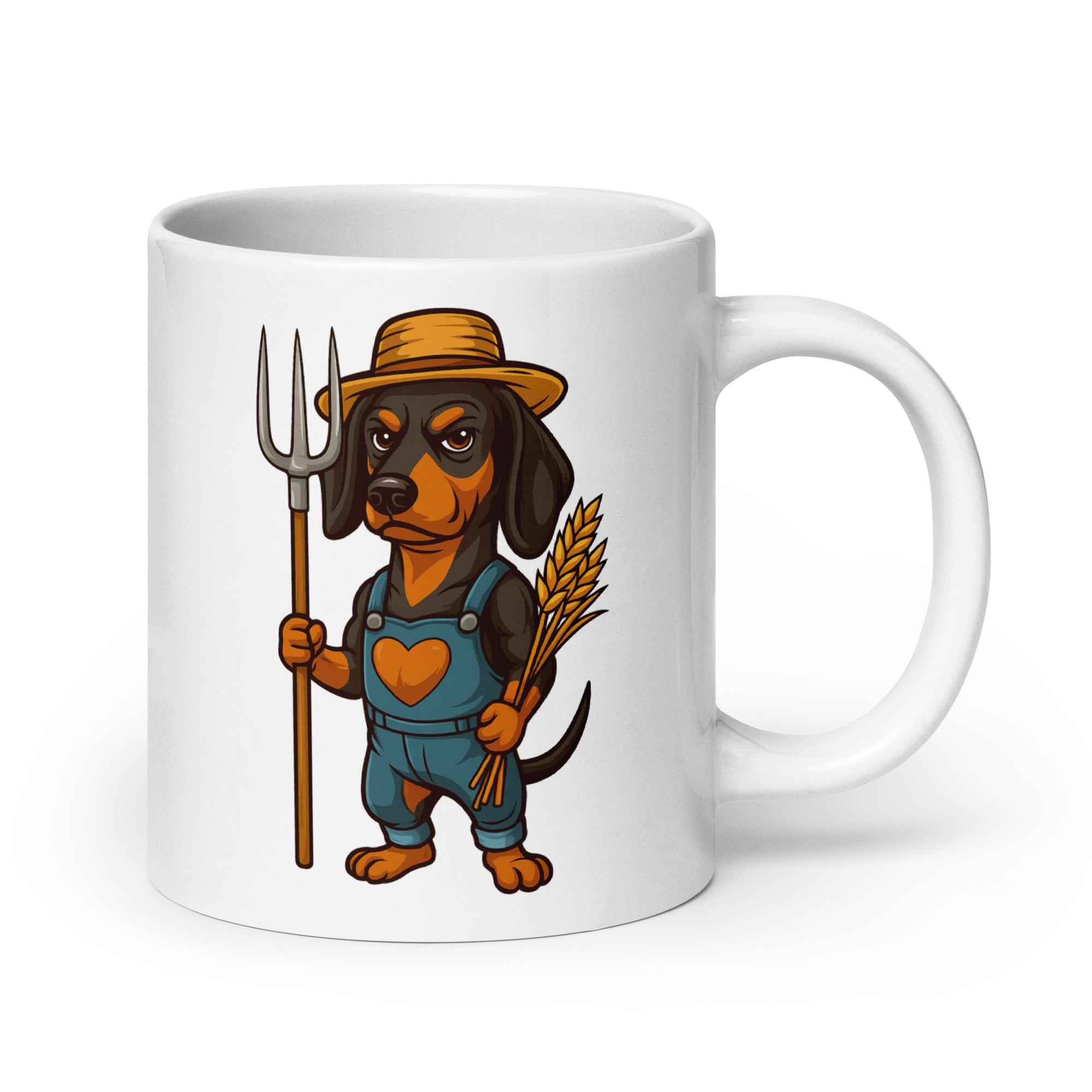 Foto di - Tazza in ceramica resistente stampata a colori adatta a microonde e lavastoviglie - Bassotto Contadino-Casa-Biiply