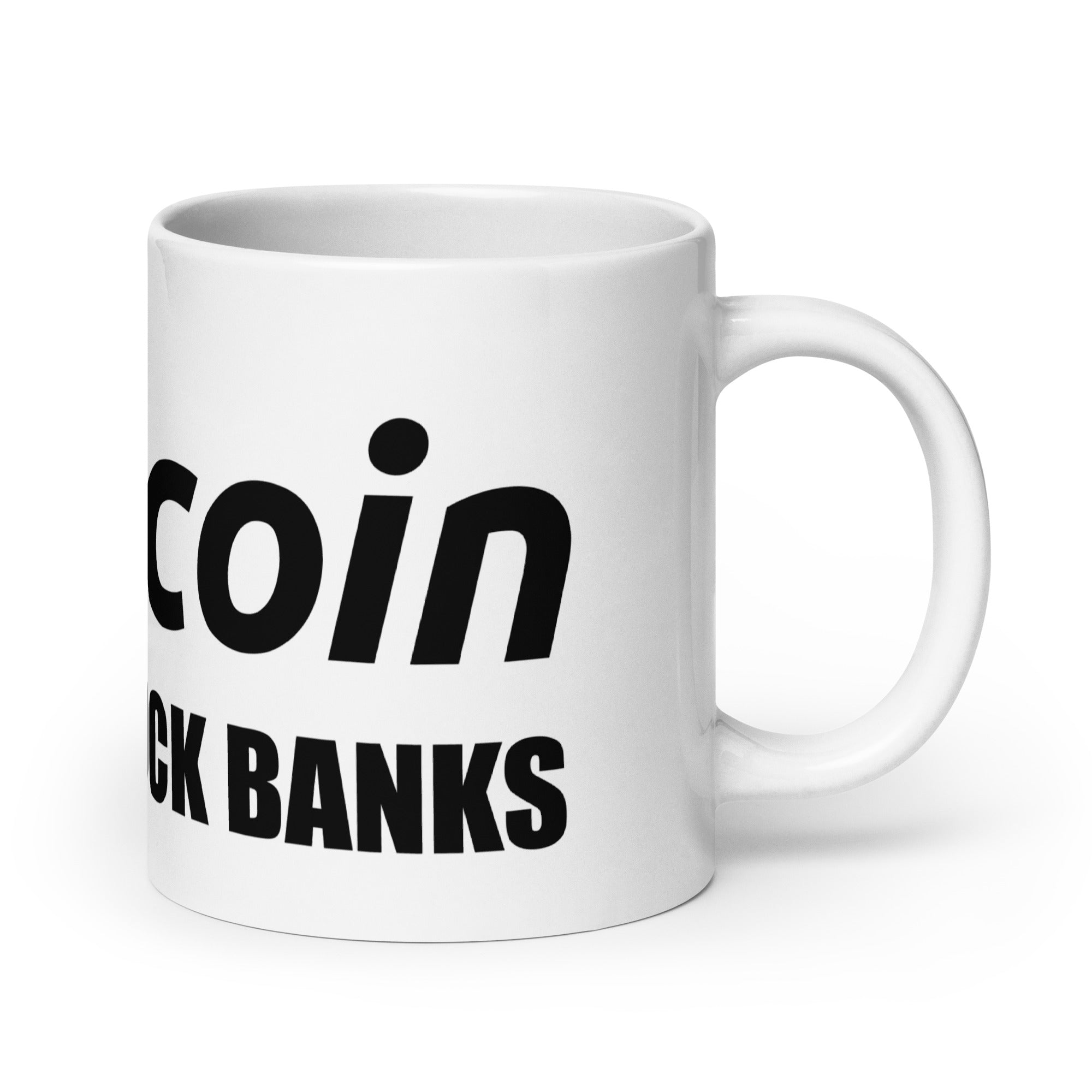 Foto di - Tazza in ceramica resistente stampata a colori adatta a microonde e lavastoviglie - Bitcoin Fuck Banks-Casa-Biiply