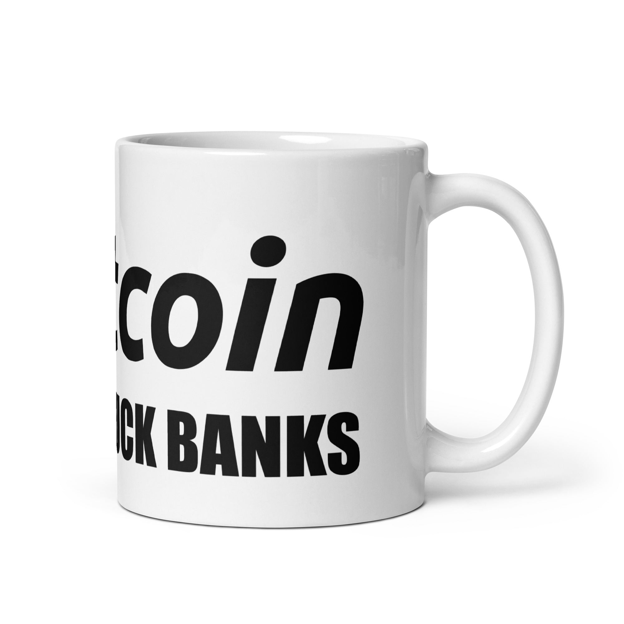 Foto di - Tazza in ceramica resistente stampata a colori adatta a microonde e lavastoviglie - Bitcoin Fuck Banks-Casa-Biiply