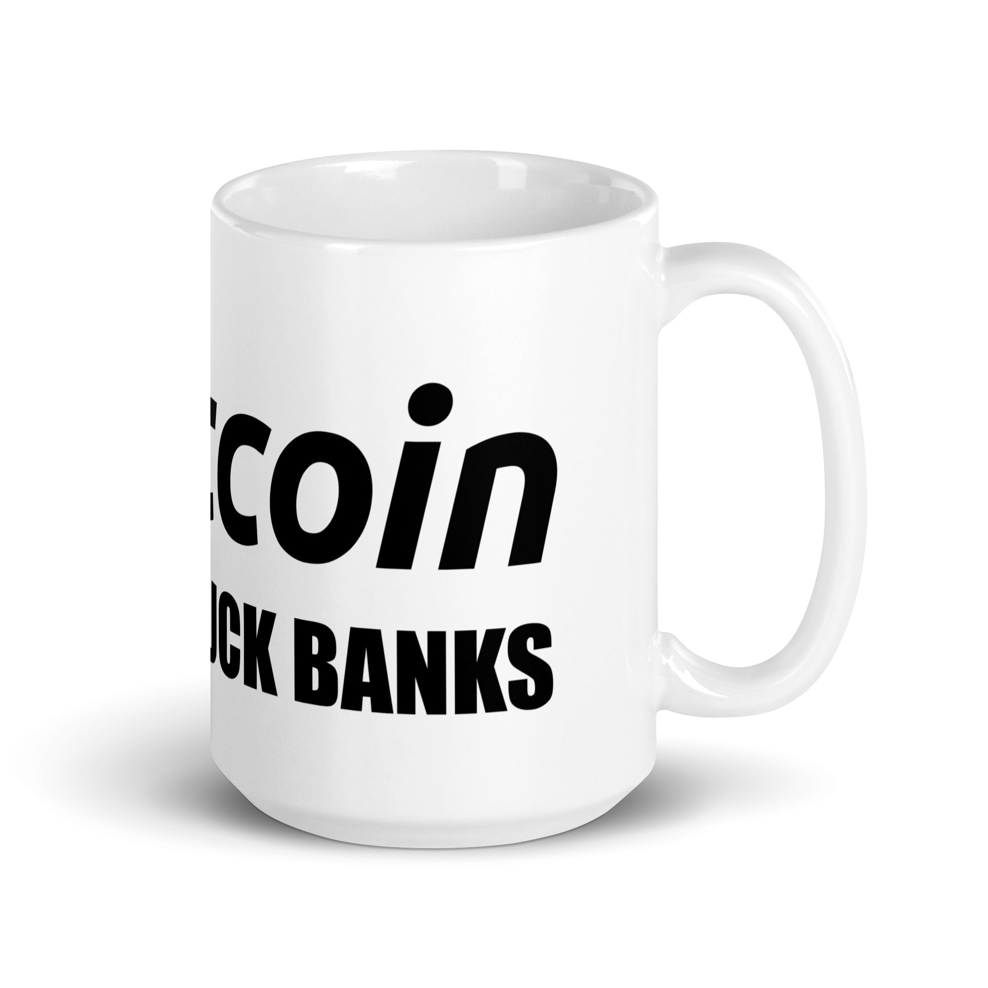 Foto di - Tazza in ceramica resistente stampata a colori adatta a microonde e lavastoviglie - Bitcoin Fuck Banks-Casa-Biiply