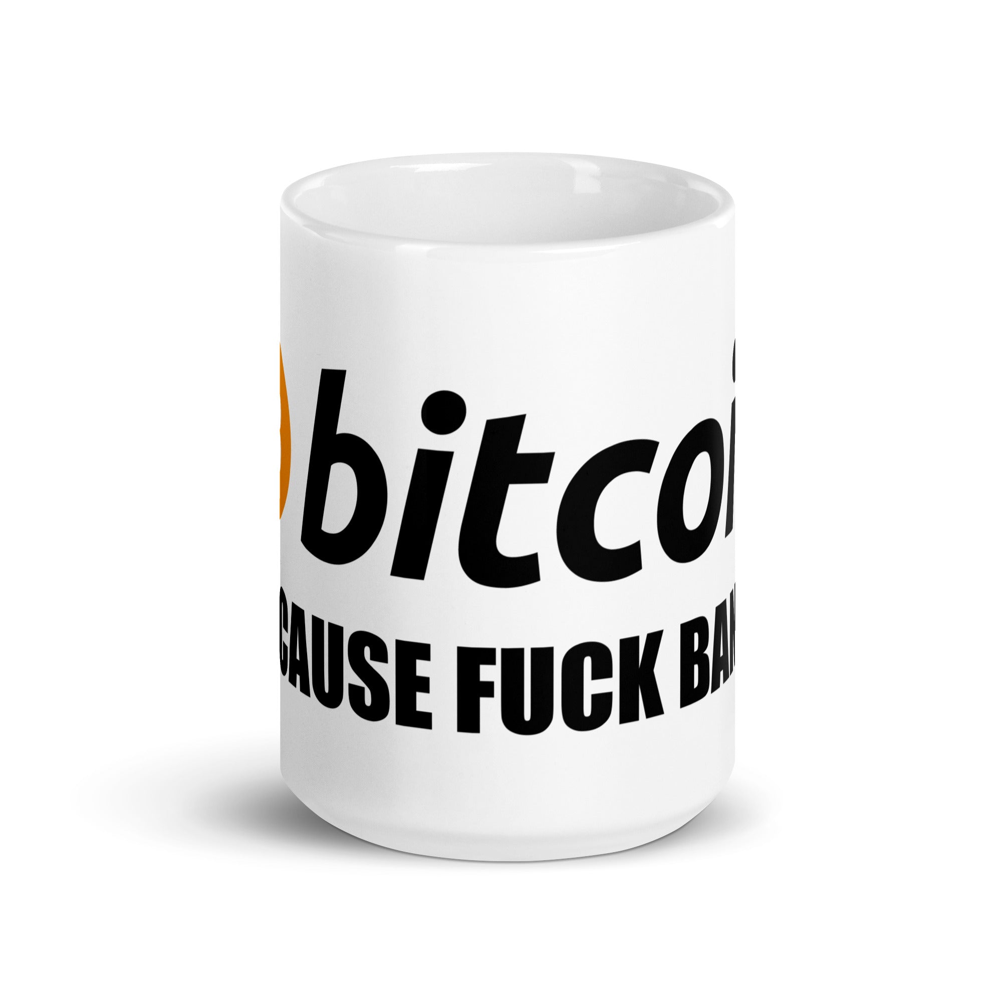Foto di - Tazza in ceramica resistente stampata a colori adatta a microonde e lavastoviglie - Bitcoin Fuck Banks-Casa-Biiply