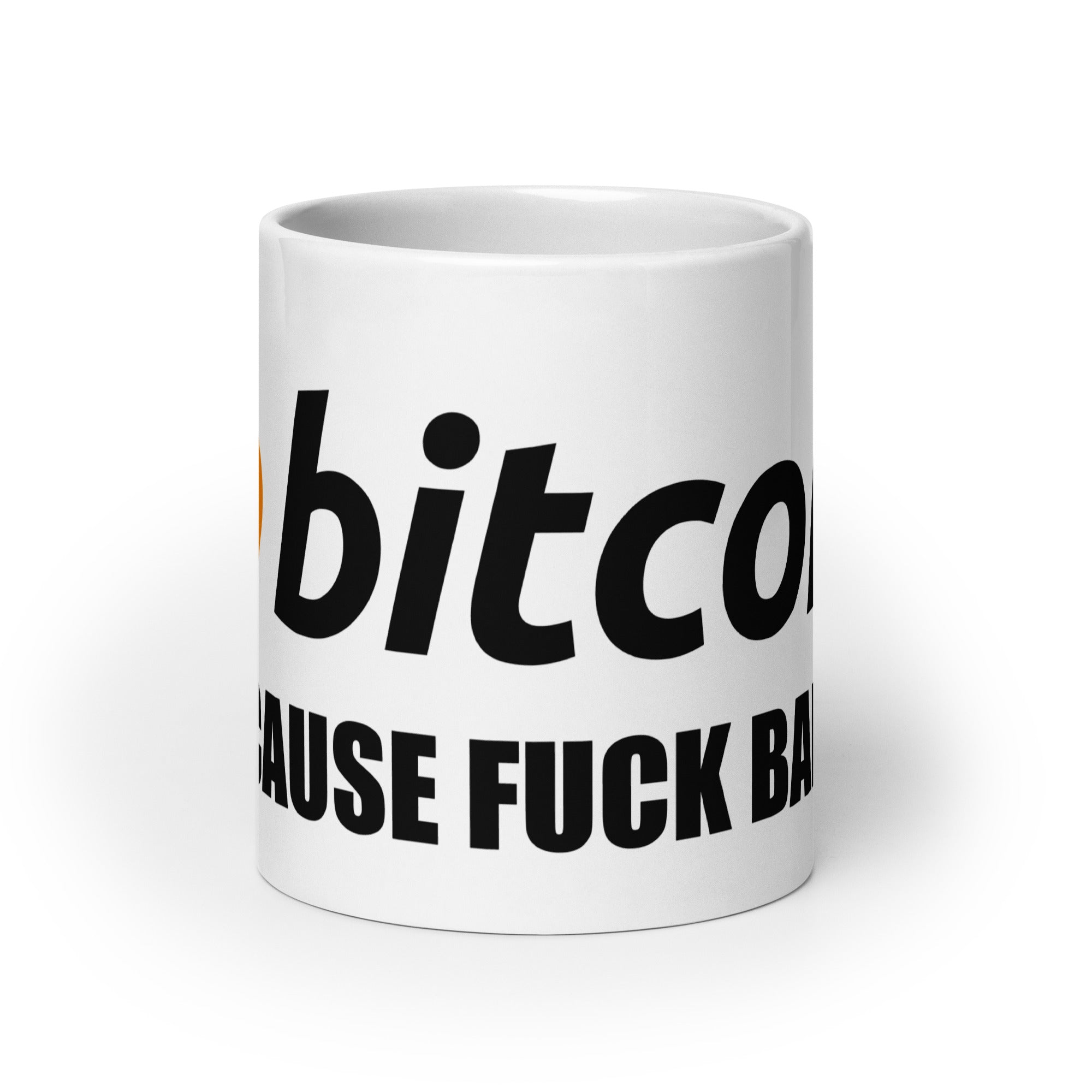 Foto di - Tazza in ceramica resistente stampata a colori adatta a microonde e lavastoviglie - Bitcoin Fuck Banks-Casa-Biiply