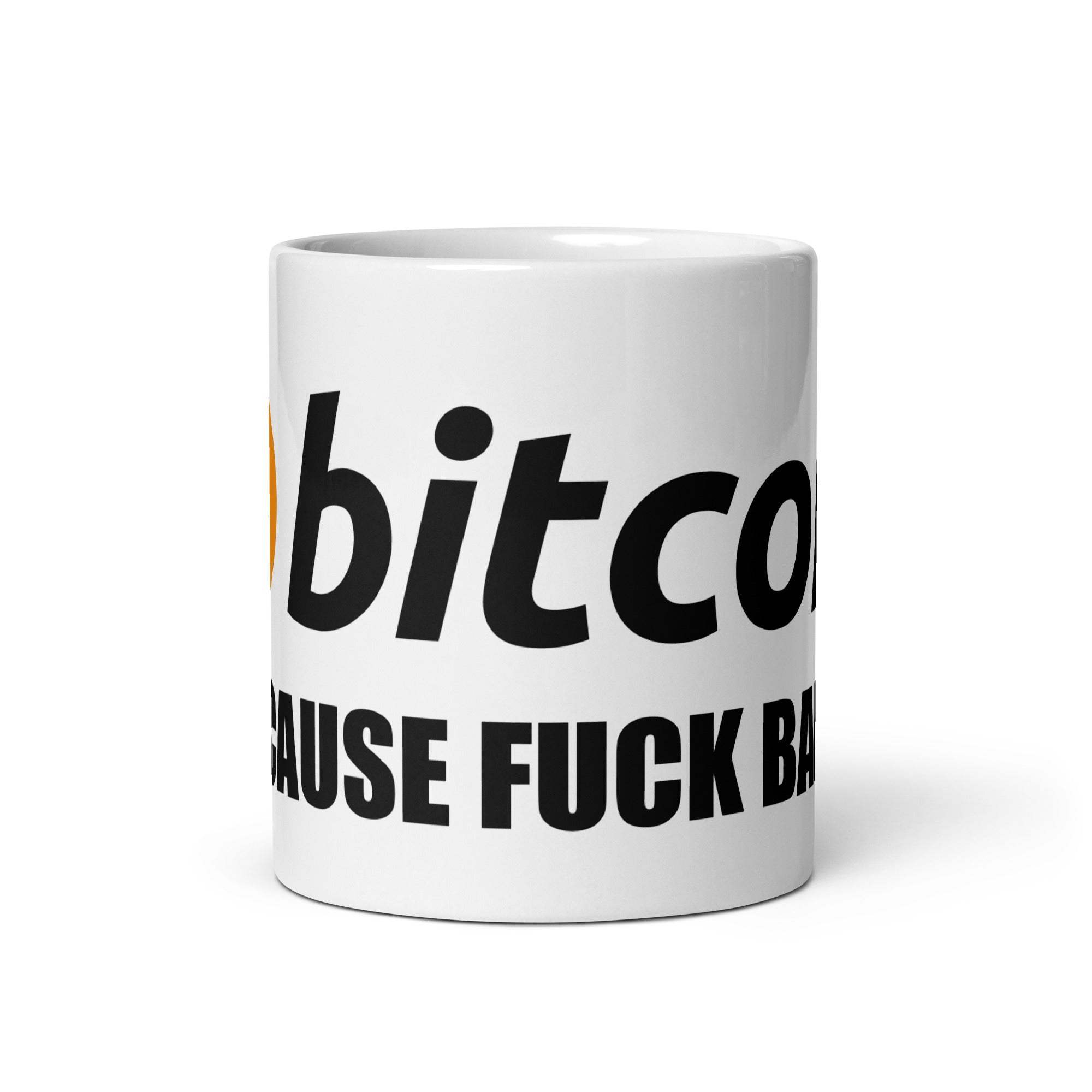 Foto di - Tazza in ceramica resistente stampata a colori adatta a microonde e lavastoviglie - Bitcoin Fuck Banks-Casa-Biiply