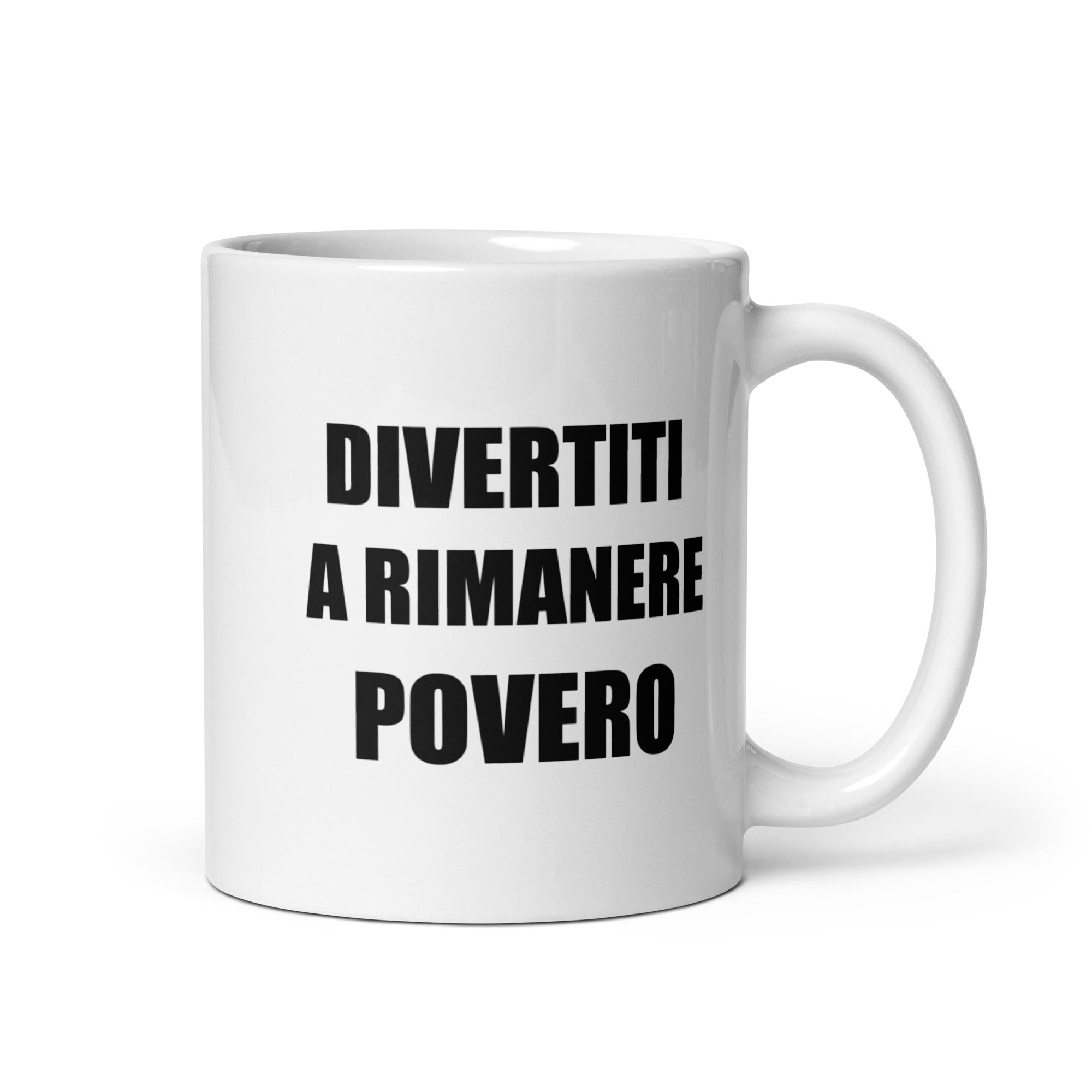 Foto di - Tazza in ceramica resistente stampata a colori adatta a microonde e lavastoviglie - Divertiti a rimanere povero-Casa-Biiply