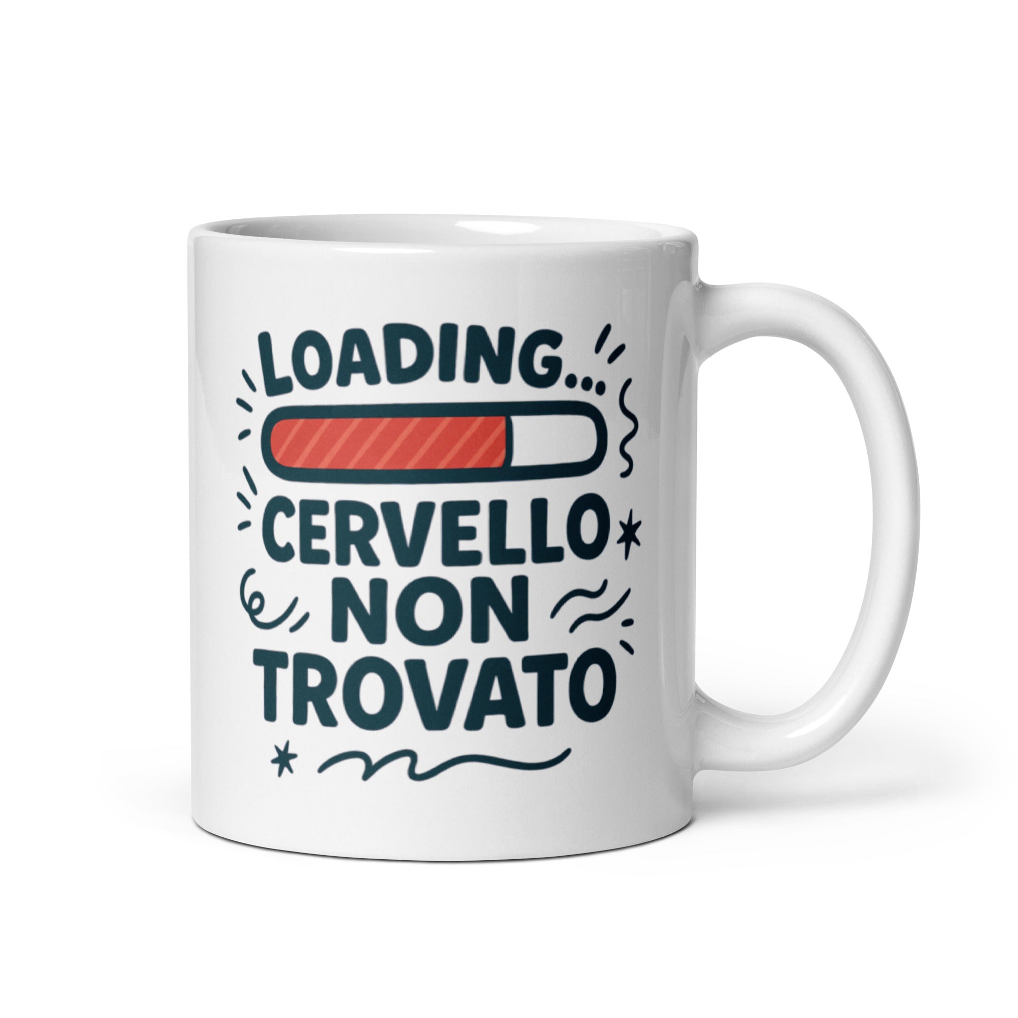 Foto di - Tazza in ceramica resistente stampata a colori adatta a microonde e lavastoviglie - Loading Cervello Non Trovato-Casa-Biiply