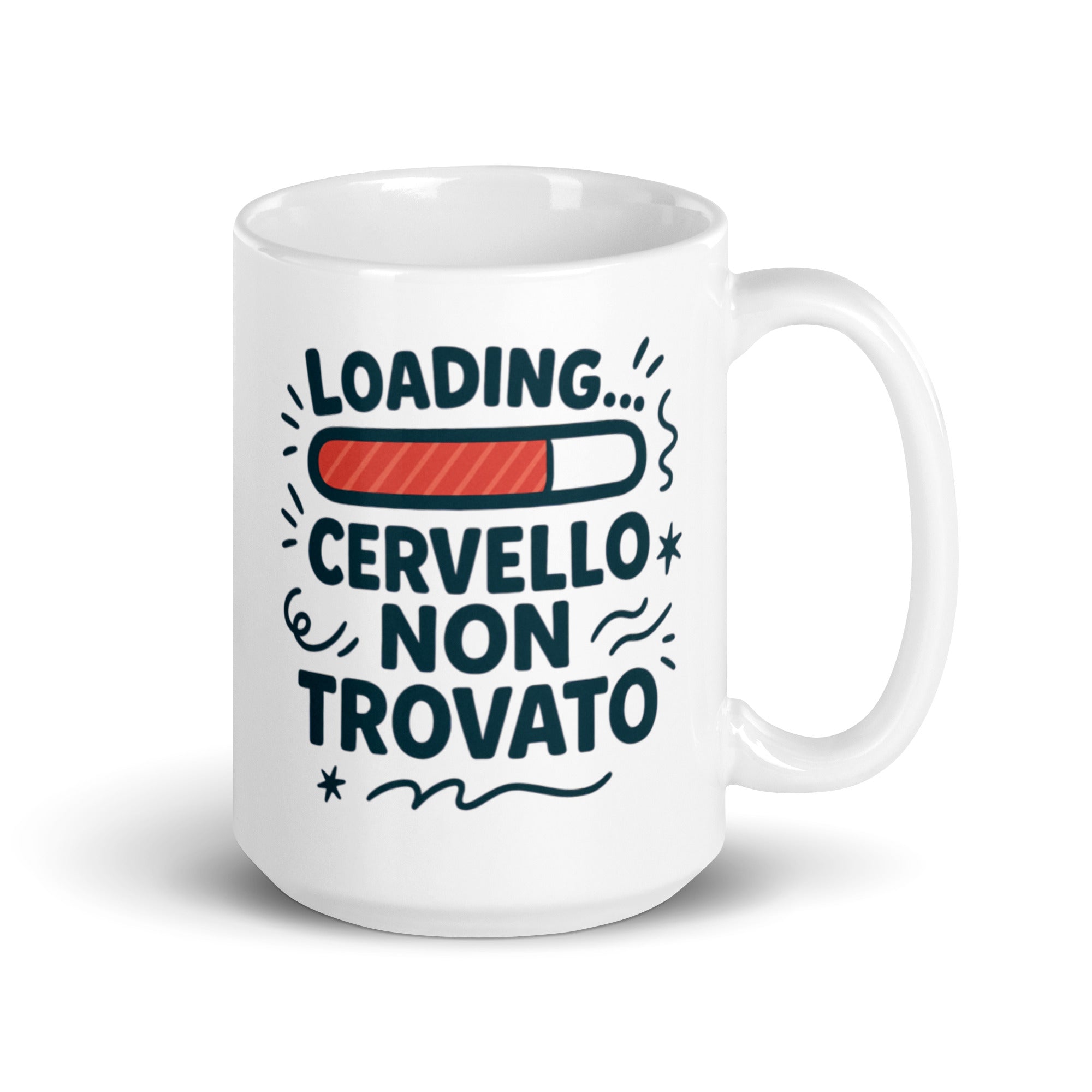 Foto di - Tazza in ceramica resistente stampata a colori adatta a microonde e lavastoviglie - Loading Cervello Non Trovato-Casa-Biiply