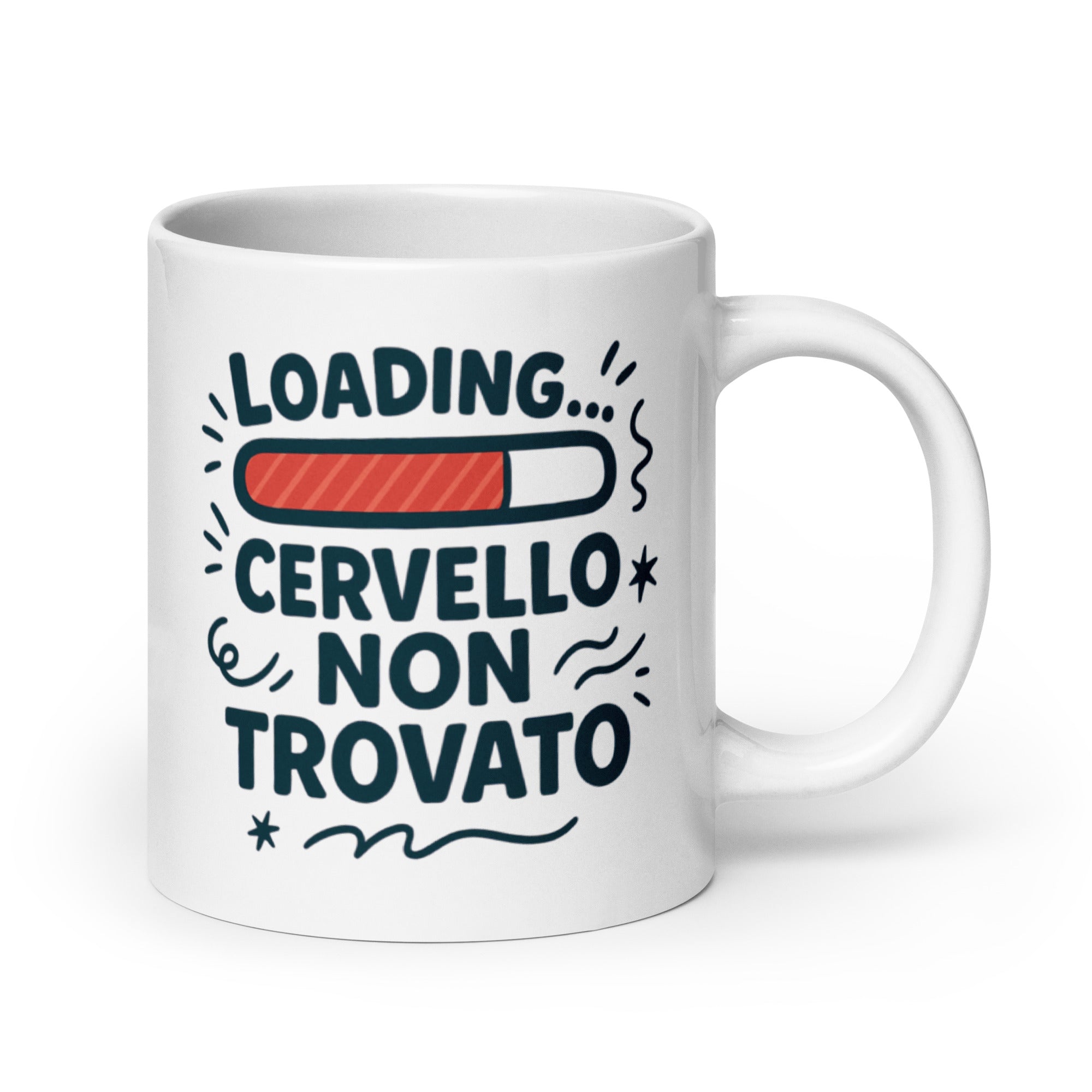 Foto di - Tazza in ceramica resistente stampata a colori adatta a microonde e lavastoviglie - Loading Cervello Non Trovato-Casa-Biiply