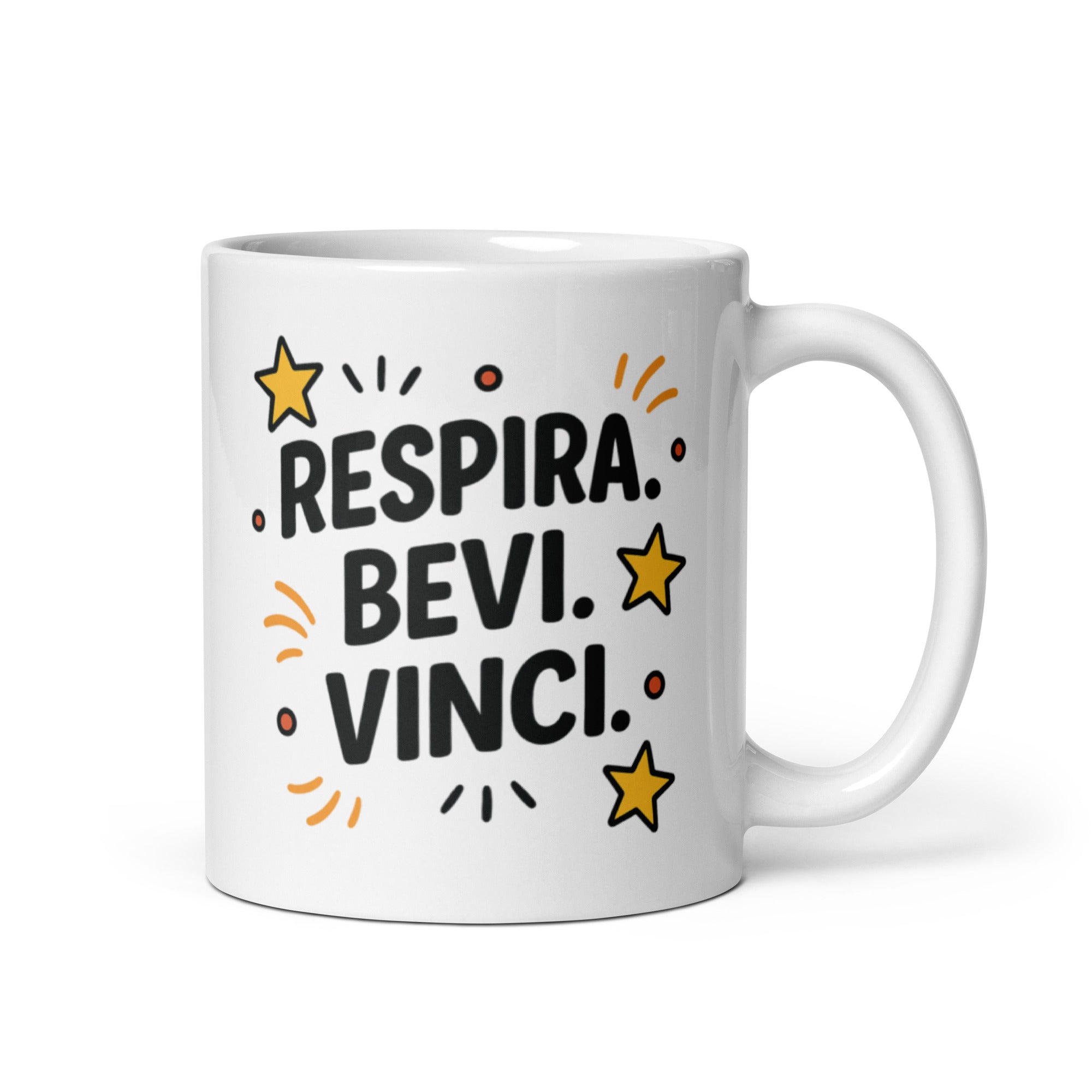 Foto di - Tazza in ceramica resistente stampata a colori adatta a microonde e lavastoviglie - Respira Bevi Vinci-Casa-Biiply