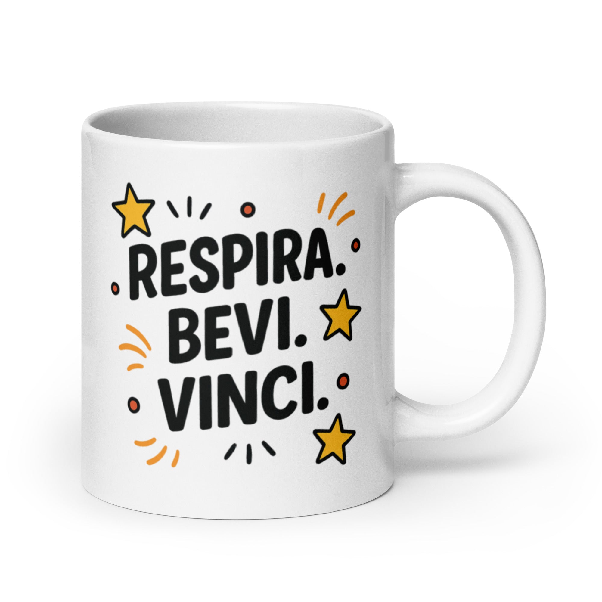 Foto di - Tazza in ceramica resistente stampata a colori adatta a microonde e lavastoviglie - Respira Bevi Vinci-Casa-Biiply