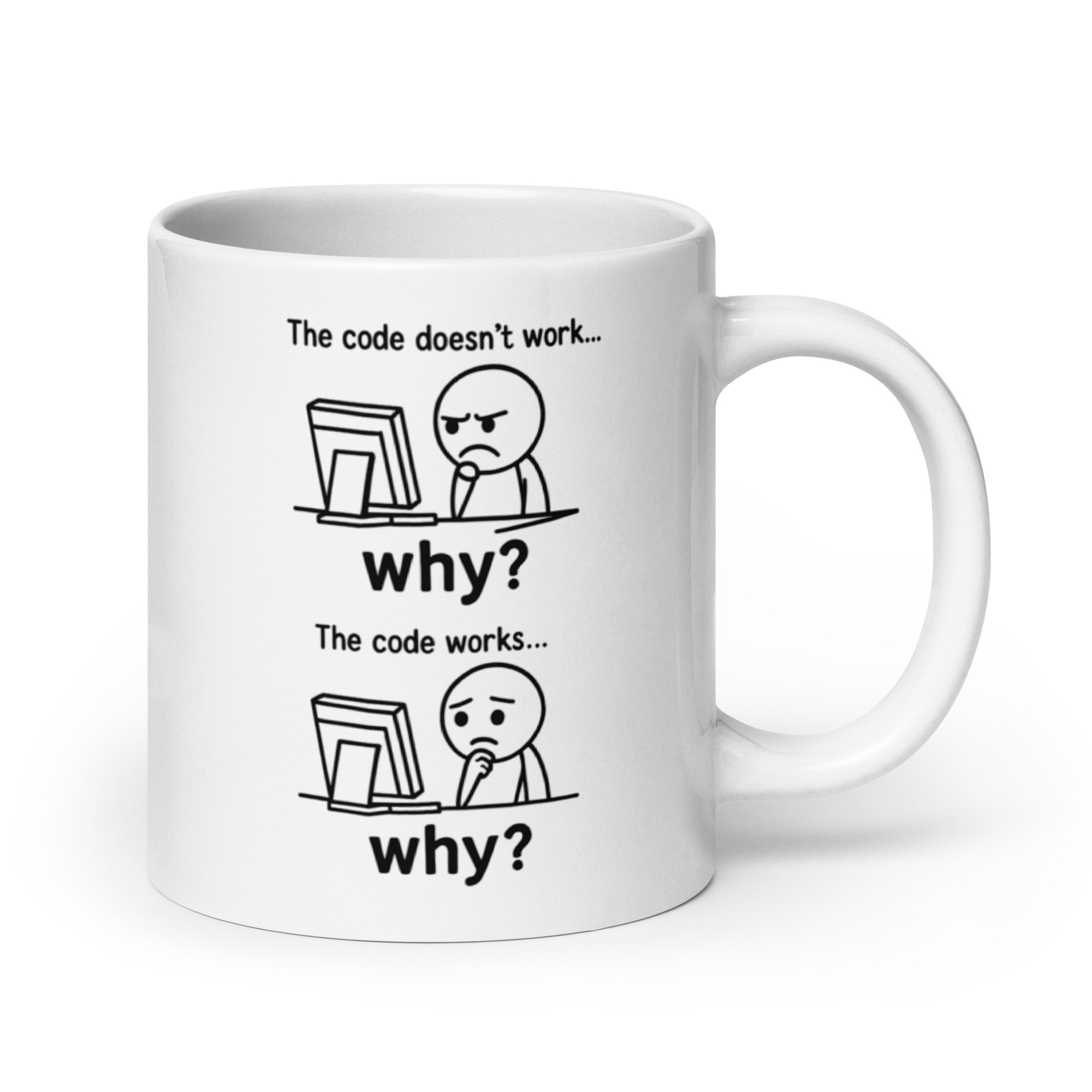 Foto di - Tazza in ceramica resistente stampata a colori adatta a microonde e lavastoviglie - Why code dosent work... Why Code works-Casa-Biiply