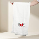 Embroidered Cotton Guest Towel 30x50 cm – Soft and Absorbent – ​​360 g/m² – Lovers with Heart Design