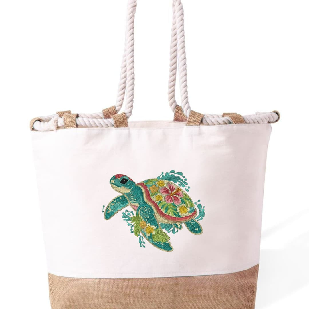 m² – Manici Lunghi Rinforzati 50 cm – Design Ricamato Tartaruga Marina