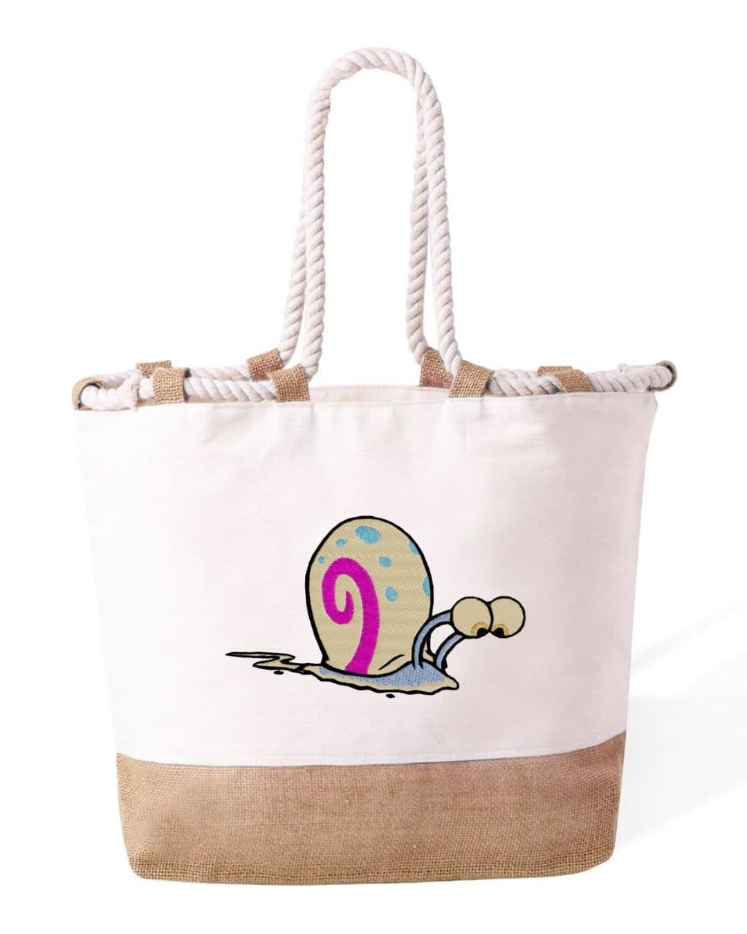 Borsa Mare in Cotone Resistente 280 g/m² – Manici Lunghi Rinforzati 50 cm – Design Ricamato Lumaca Gary