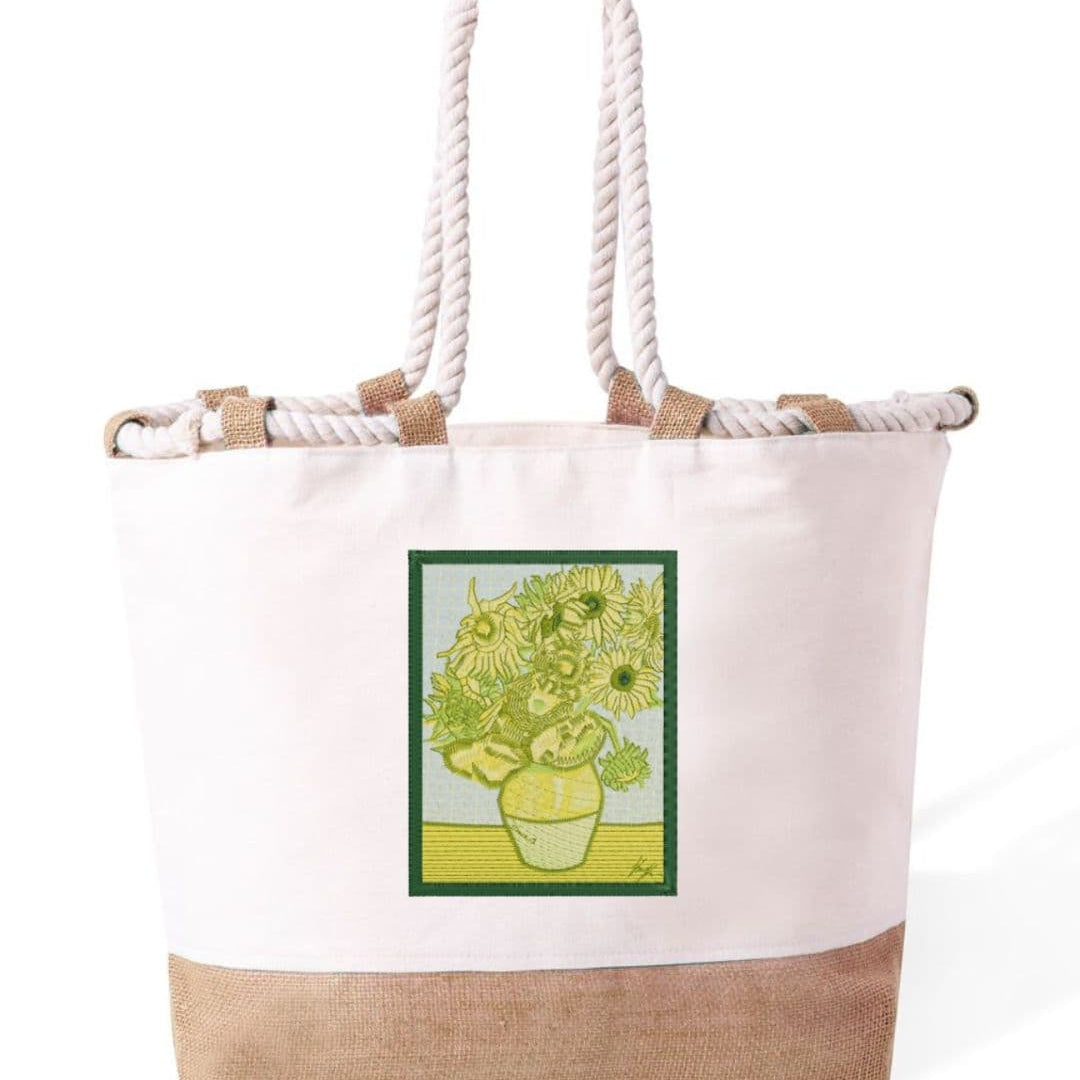 m² – Manici Lunghi Rinforzati 50 cm – Design Ricamato Girasoli