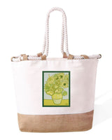 Borsa Mare in Cotone Resistente 280 g/m² – Manici Lunghi Rinforzati 50 cm – Design Ricamato Girasoli