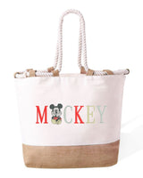 Borsa Mare in Cotone Resistente 280 g/m² – Manici Lunghi Rinforzati 50 cm – Design Ricamato Scritta Mickey