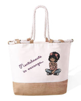 Borsa Mare in Cotone Resistente 280 g/m² – Manici Lunghi Rinforzati 50 cm – Design Ricamato Mentalmente in Vacanza
