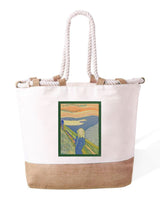Borsa Mare in Cotone Resistente 280 g/m² – Manici Lunghi Rinforzati 50 cm – Design Ricamato L'urlo