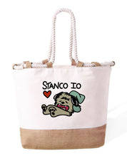 Borsa Mare in Cotone Resistente 280 g/m² – Manici Lunghi Rinforzati 50 cm – Design Ricamato io Stanco