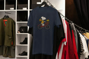 Unisex Embroidered T-Shirt 100% Cotton – Comfortable – Snoopy on Bike Design