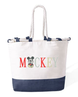 Borsa Mare in Cotone Resistente 280 g/m² – Manici Lunghi Rinforzati 50 cm – Design Ricamato Scritta Mickey