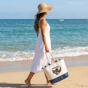 Borsa Mare in Cotone Resistente 280 g/m² 50×34×17,5 cm – Manici Lunghi Rinforzati 50 cm – Design Ricamato Pollon Direzione Lourdes
