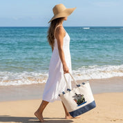 Bolso de Playa de Algodón Resistente 280 g/m² – Asas Largas Reforzadas de 50 cm – Diseño Bordado Barco Pirata