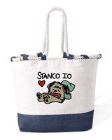 Borsa Mare in Cotone Resistente 280 g/m² – Manici Lunghi Rinforzati 50 cm – Design Ricamato io Stanco